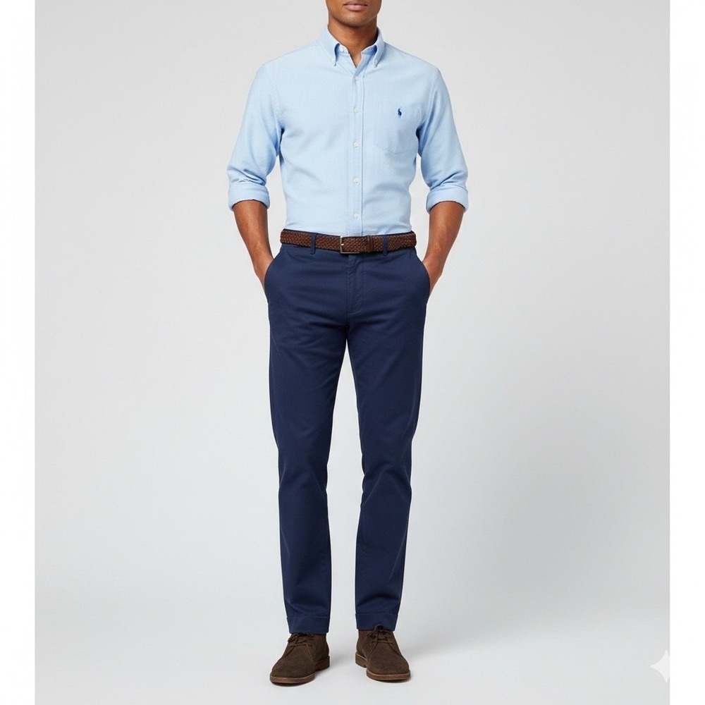 Polo Ralph Lauren Men Classic‎ Fit Chino Pants Navy Blue Size 35x32 100% Cotton